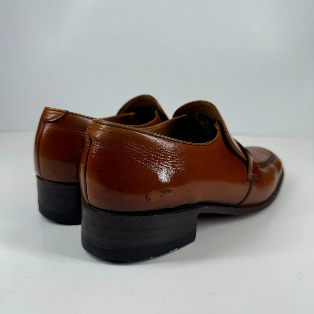 Vintage Barker of Earls Barton Men's 8/UK 7E Brown Leather Slip-On Loafer Shoes